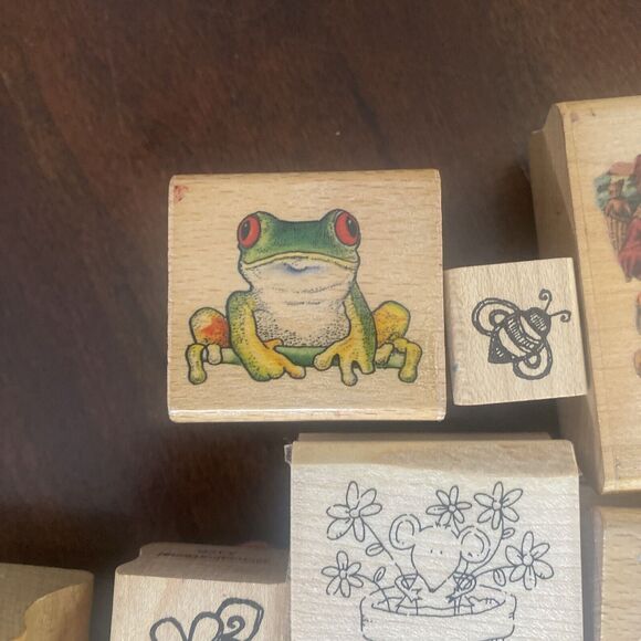 Lot of 15 Wood Mounted Rubber Stamps Holiday School + 30 Outline Alphabet Stamps - Picture 6 of 8